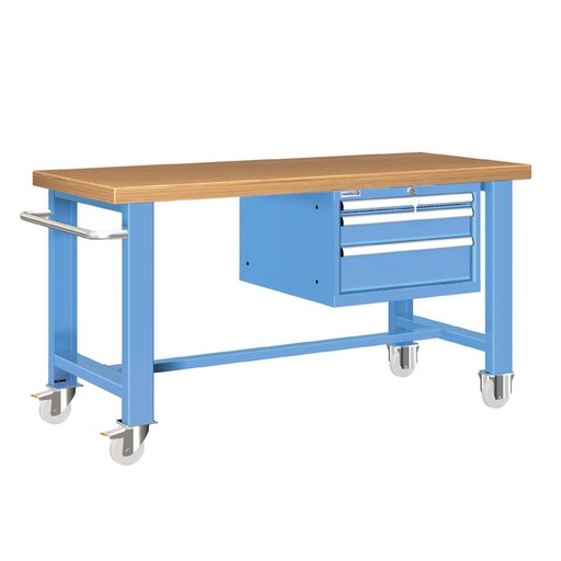 [025795] Banco de trabajo estándar móvil - Dim.: 1500x750x840h mm - Cajones de altura 50, 100 y 150 mm - Azul ral 5012