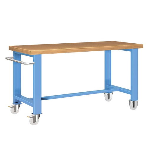 [025799] Banco de trabajo estándar móvil - Dim.: 1500x750x840h mm - Multiplex, 1 tirador y 4 ruedas - Azul ral 5012