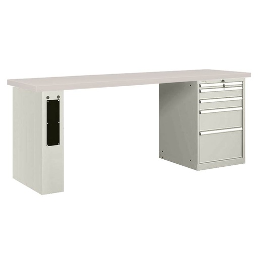 [026122] Banco de trabajo estándar - Dim.: 2500x750x890h mm - Encimera laminada, 1 pata de enlaces, 1 armario - Gris ral 7035