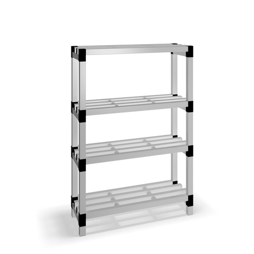 [030012] Estantería de plástico modular con 4 estantes alistonados - Dim.: 1000x400x1500h mm - Gris claro