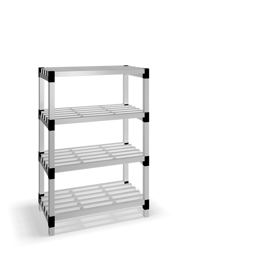 [030014] Estantería de plástico modular con 4 estantes alistonados - Dim.: 1000x600x1500h mm - Gris claro