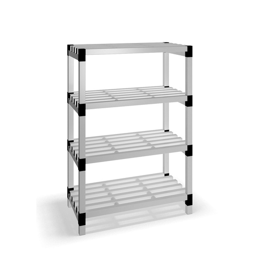 [030014] Estantería de plástico modular con 4 estantes alistonados - Dim.: 1000x600x1500h mm - Gris claro