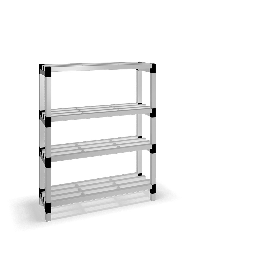 [030015] Estantería de plástico modular con 4 estantes alistonados - Dim.: 1200x400x1500h mm - Gris claro