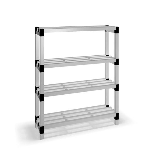 [030015] Estantería de plástico modular con 4 estantes alistonados - Dim.: 1200x400x1500h mm - Gris claro