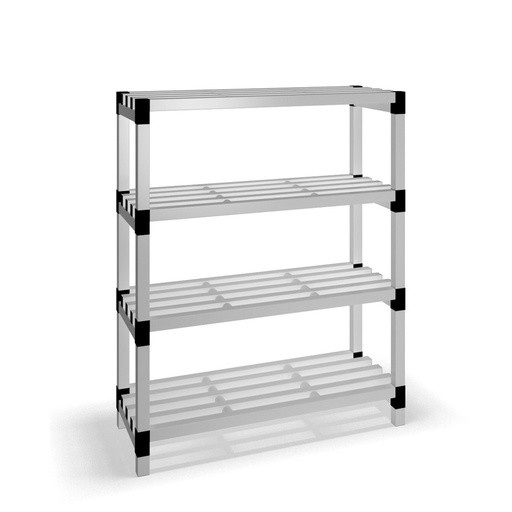[030016] Estantería de plástico modular con 4 estantes alistonados - Dim.: 1200x500x1500h mm - Gris claro