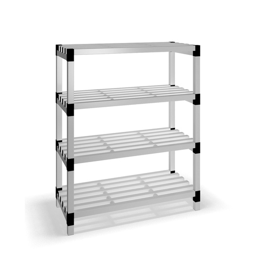 [030017] Estantería de plástico modular con 4 estantes alistonados - Dim.: 1200x600x1500h mm - Gris claro