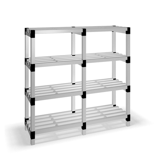 [030019] Estantería de plástico modular con 4 estantes alistonados - Dim.: 1500x500x1500h mm - Gris claro