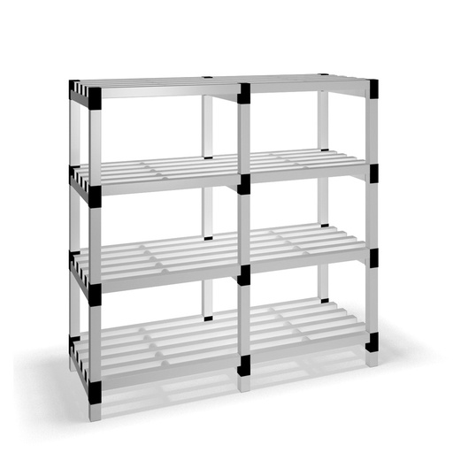 [030020] Estantería de plástico modular con 4 estantes alistonados - Dim.: 1500x600x1500h mm - Gris claro