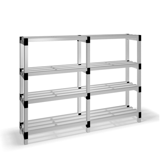[030021] Estantería de plástico modular con 4 estantes alistonados - Dim.: 2000x400x1500h mm - Gris claro