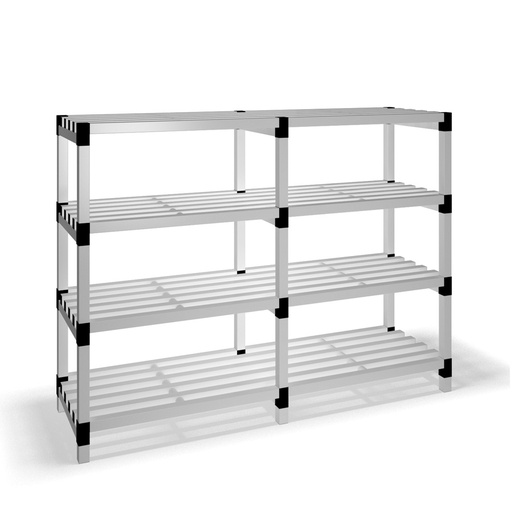 [030023] Estantería de plástico modular con 4 estantes alistonados - Dim.: 2000x600x1500h mm - Gris claro