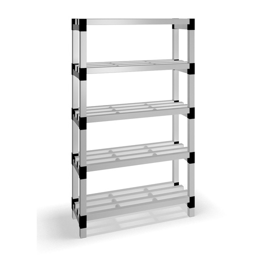 [030024] Estantería de plástico modular con 5 estantes alistonados - Dim.: 1000x400x1745h mm - Gris claro