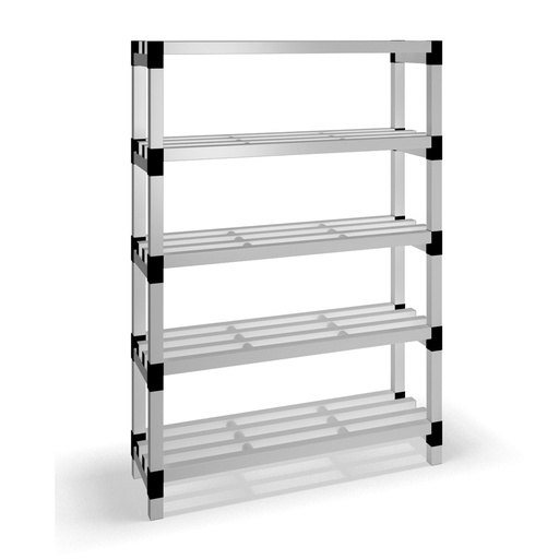 [030027] Estantería de plástico modular con 5 estantes alistonados - Dim.: 1200x400x1745h mm - Gris claro