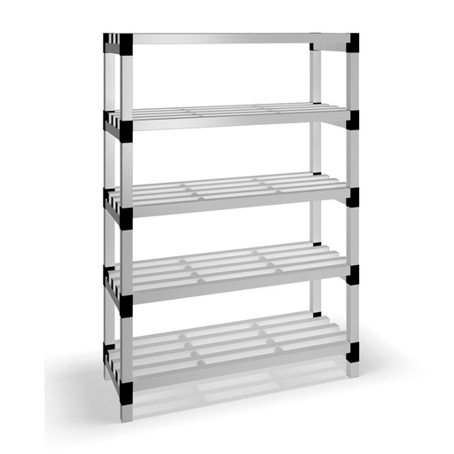 [030028] Estantería de plástico modular con 5 estantes alistonados - Dim.: 1200x500x1745h mm - Gris claro