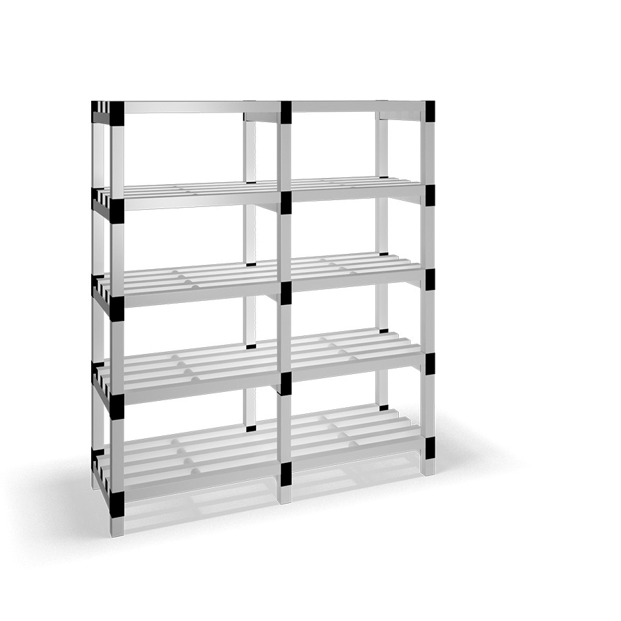 [030031] Estantería de plástico modular con 5 estantes alistonados - Dim.: 1500x500x1745h mm - Gris claro