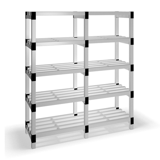 [030031] Estantería de plástico modular con 5 estantes alistonados - Dim.: 1500x500x1745h mm - Gris claro