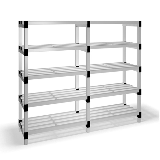 [030034] Estantería de plástico modular con 5 estantes alistonados - Dim.: 2000x500x1745h mm - Gris claro