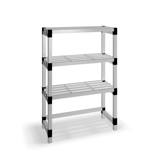 [030036] Estantería de plástico modular con 3 estantes alistonados - Dim.: 1000x500x1500h mm - Gris claro