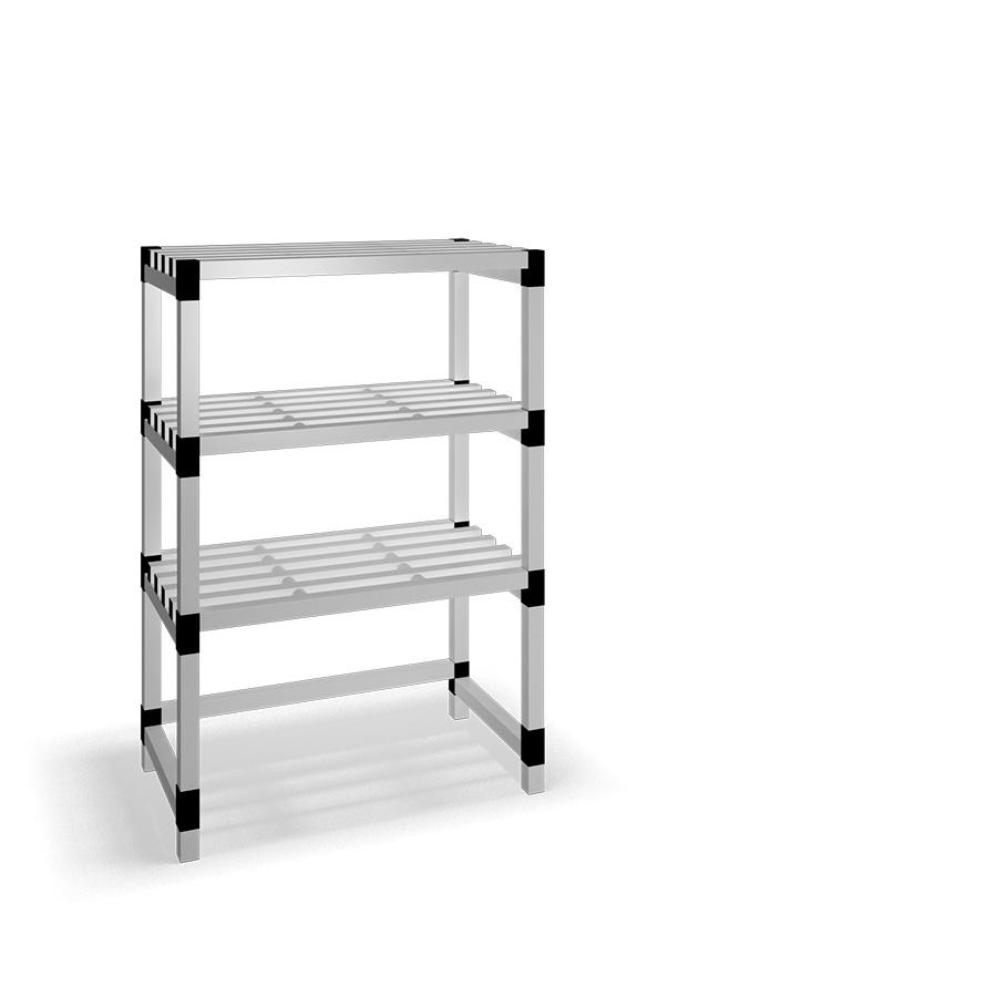 [030037] Estantería de plástico modular con 3 estantes alistonados - Dim.: 1000x600x1500h mm - Gris claro