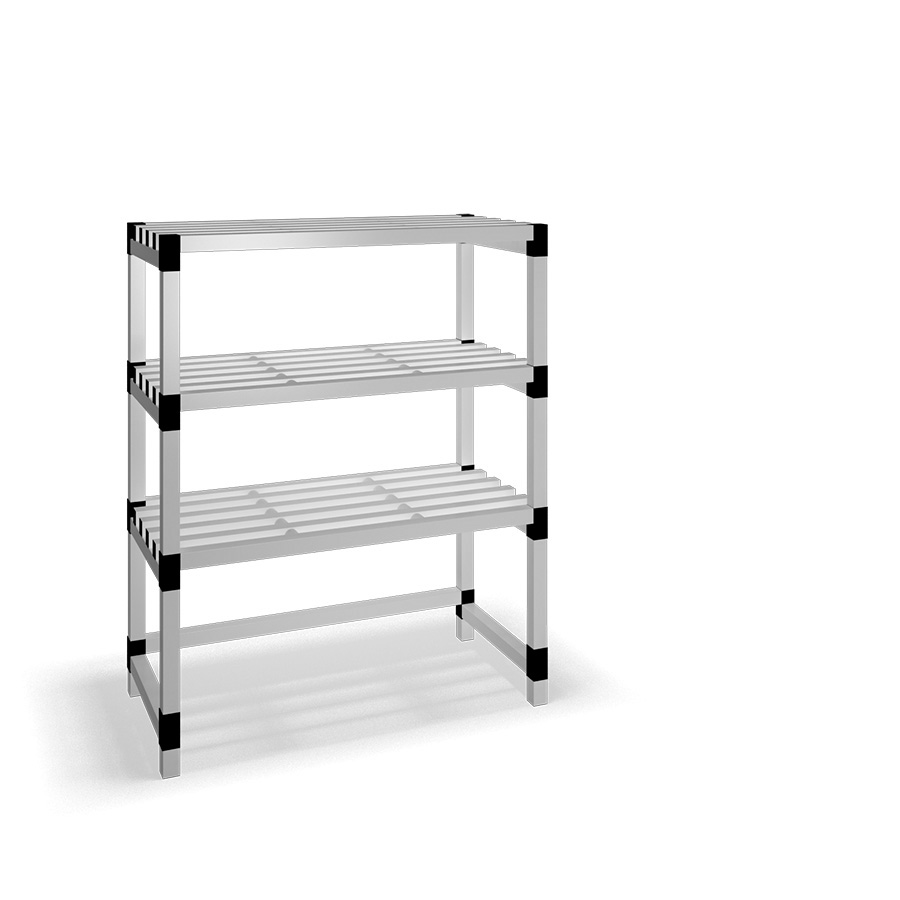 [030039] Estantería de plástico modular con 3 estantes alistonados - Dim.: 1200x600x1500h mm - Gris claro