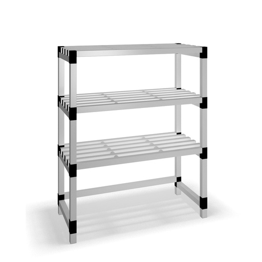 [030039] Estantería de plástico modular con 3 estantes alistonados - Dim.: 1200x600x1500h mm - Gris claro