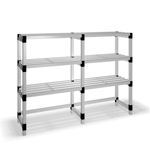 [030042] Estantería de plástico modular con 3 estantes alistonados - Dim.: 2000x500x1500h mm - Gris claro