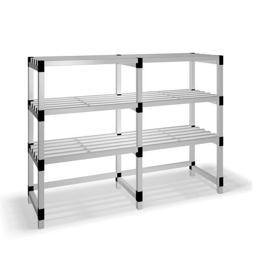 [030043] Estantería de plástico modular con 3 estantes alistonados - Dim.: 2000x600x1500h mm - Gris claro