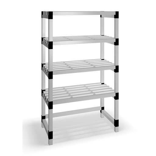 [030045] Estantería de plástico modular con 4 estantes alistonados - Dim.: 1000x600x1745h mm - Gris claro