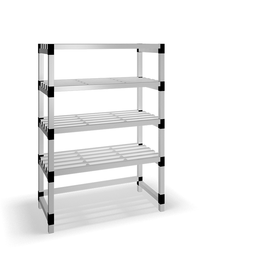 [030047] Estantería de plástico modular con 4 estantes alistonados - Dim.: 1200x600x1745h mm - Gris claro