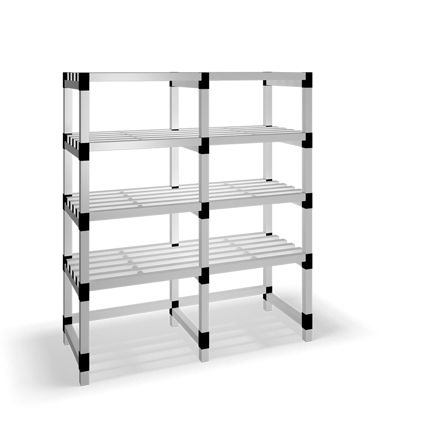 [030049] Estantería de plástico modular con 4 estantes alistonados - Dim.: 1500x600x1745h mm - Gris claro