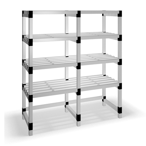 [030049] Estantería de plástico modular con 4 estantes alistonados - Dim.: 1500x600x1745h mm - Gris claro