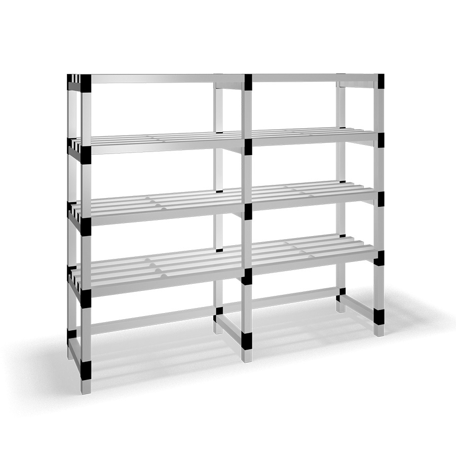 [030050] Estantería de plástico modular con 4 estantes alistonados - Dim.: 2000x500x1745h mm - Gris claro