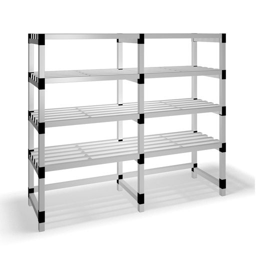 [030051] Estantería de plástico modular con 4 estantes alistonados - Dim.: 2000x600x1745h mm - Gris claro