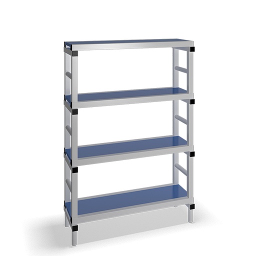 [030052] Estantería de plástico plegable con 4 estantes lisos - Dim.: 1000x400x1500h mm - Gris claro