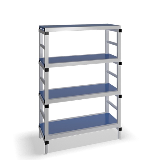 [030053] Estantería de plástico plegable con 4 estantes lisos - Dim.: 1000x500x1500h mm - Gris claro