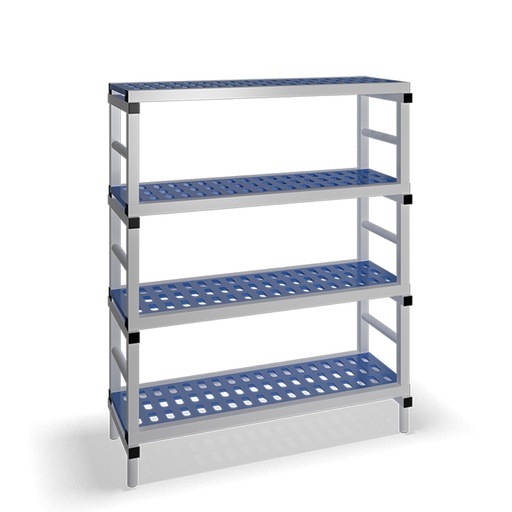 [030064] Estantería de plástico plegable con 4 estantes rejados - Dim.: 1200x500x1500h mm - Gris claro