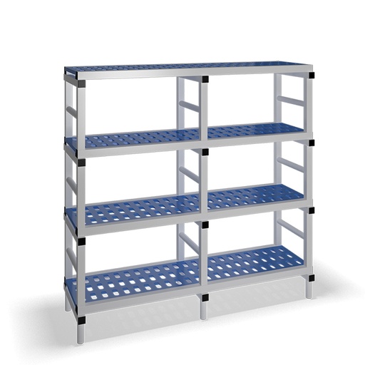 [030067] Estantería de plástico plegable con 4 estantes rejados - Dim.: 1500x500x1500h mm - Gris claro