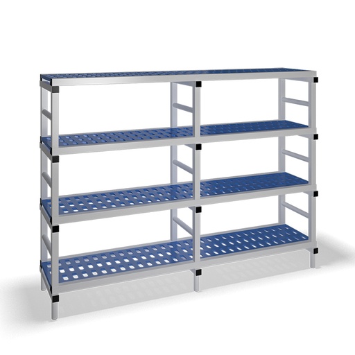 [030070] Estantería de plástico plegable con 4 estantes rejados - Dim.: 2000x500x1500h mm - Gris claro