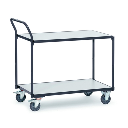 [038596] Carro con plataforma y estante fijo con protección antiestática ESD - Dim. plataforma 1.000 x 600 mm - Gris ral 7015