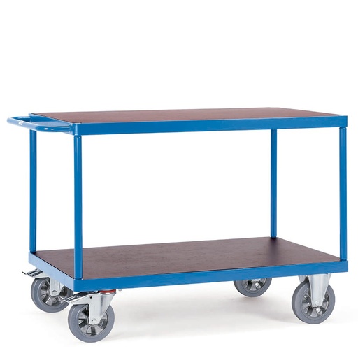 [039198] Carro de gran carga con plataforma y 1 estante fijo - Capacidad 1200 kg - Dim. plataforma 2.000x800 mm - Azul ral 5007