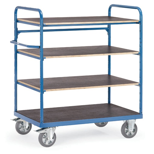 [039217] Carro de gran carga con plataforma y 4 estantes fijos - Capacidad 1200 kg - Dim. plataforma 1.000x700 mm - Azul ral 5007