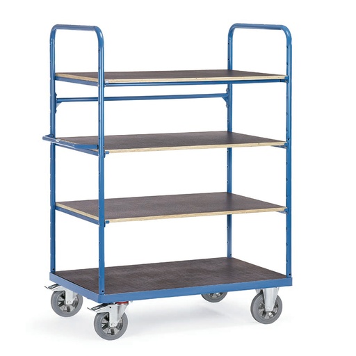 [039222] Carro de gran carga con plataforma y 4 estantes fijos - Capacidad 1200 kg - Dim. plataforma 1.200x800 mm - Azul ral 5007