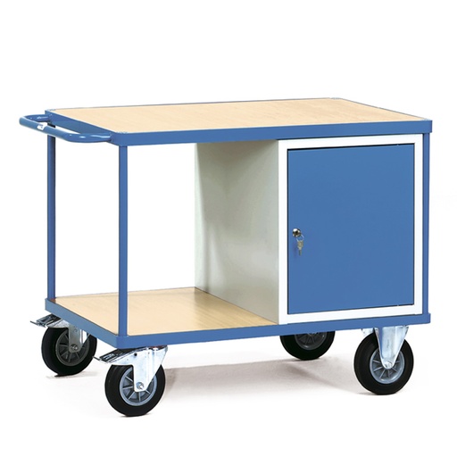 [039241] Carro de taller para herramientas con armario - Dim. plataforma 1.000 x 700 mm - Gris ral 7035 y Azul ral 5007