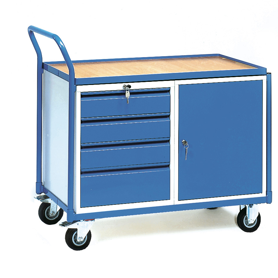 [039245] Carro de taller para herramientas con armario y cajones - Dim. plataforma 1.000 x 600 mm - Gris ral 7035 y Azul ral 5007