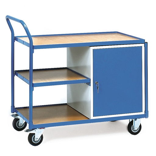 [039248] Carro de taller para herramientas con armario y estante - Dim. plataforma 1.000 x 600 mm - Gris ral 7035 y Azul ral 5007