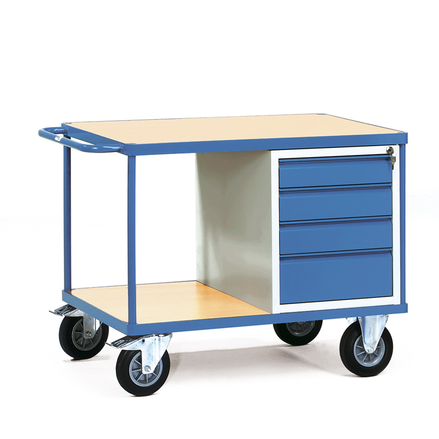 [039256] Carro de taller para herramientas con cajones - Dim. plataforma 1.000 x 700 mm - Gris ral 7035 y Azul ral 5007