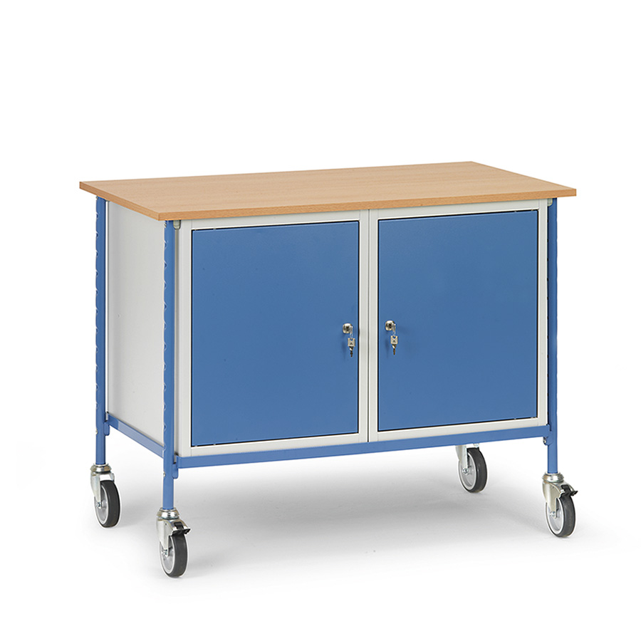 [039261] Carro de taller para herramientas con armarios - Dim. plataforma 1.120 x 650 mm - Gris ral 7035 y Azul ral 5007