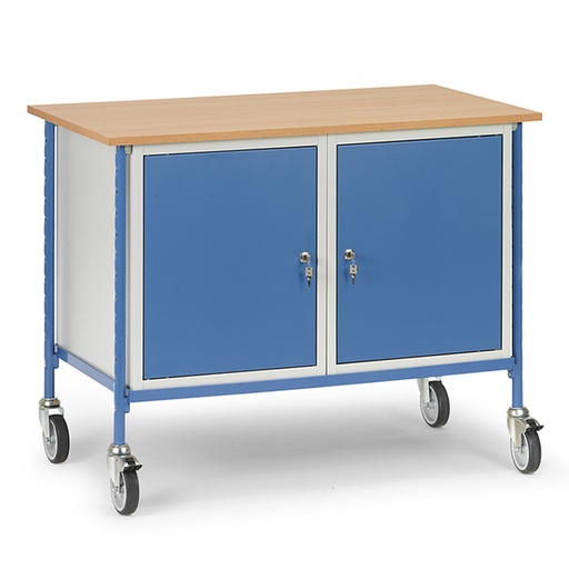 [039261] Carro de taller para herramientas con armarios - Dim. plataforma 1.120 x 650 mm - Gris ral 7035 y Azul ral 5007