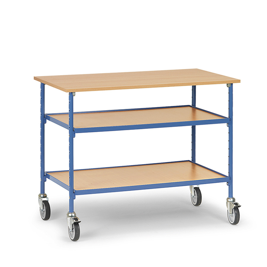 [039263] Carro de taller para herramientas con dos estantes - Dim. plataforma 1.120 x 650 mm - Gris ral 7035 y Azul ral 5007