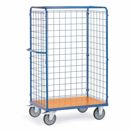 [039302] Carro de acero para picking con paredes de malla sin estantes -  Dim. plataforma 1.000 x 600 mm - Azul ral 5007