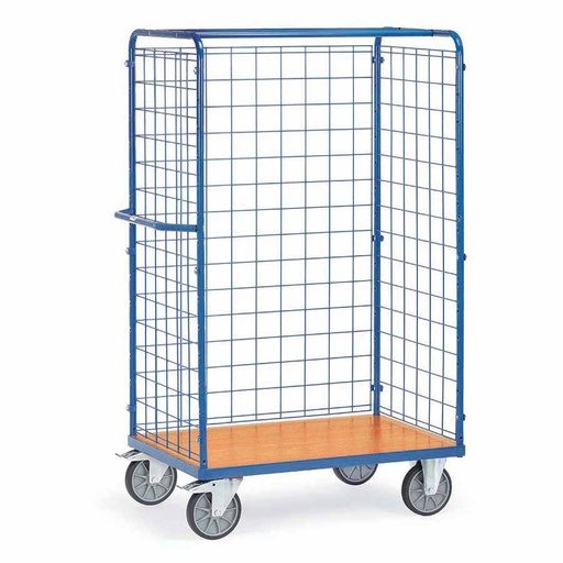 [039305] Carro de acero para picking con paredes de malla sin estantes -  Dim. plataforma 1.000 x 700 mm - Azul ral 5007